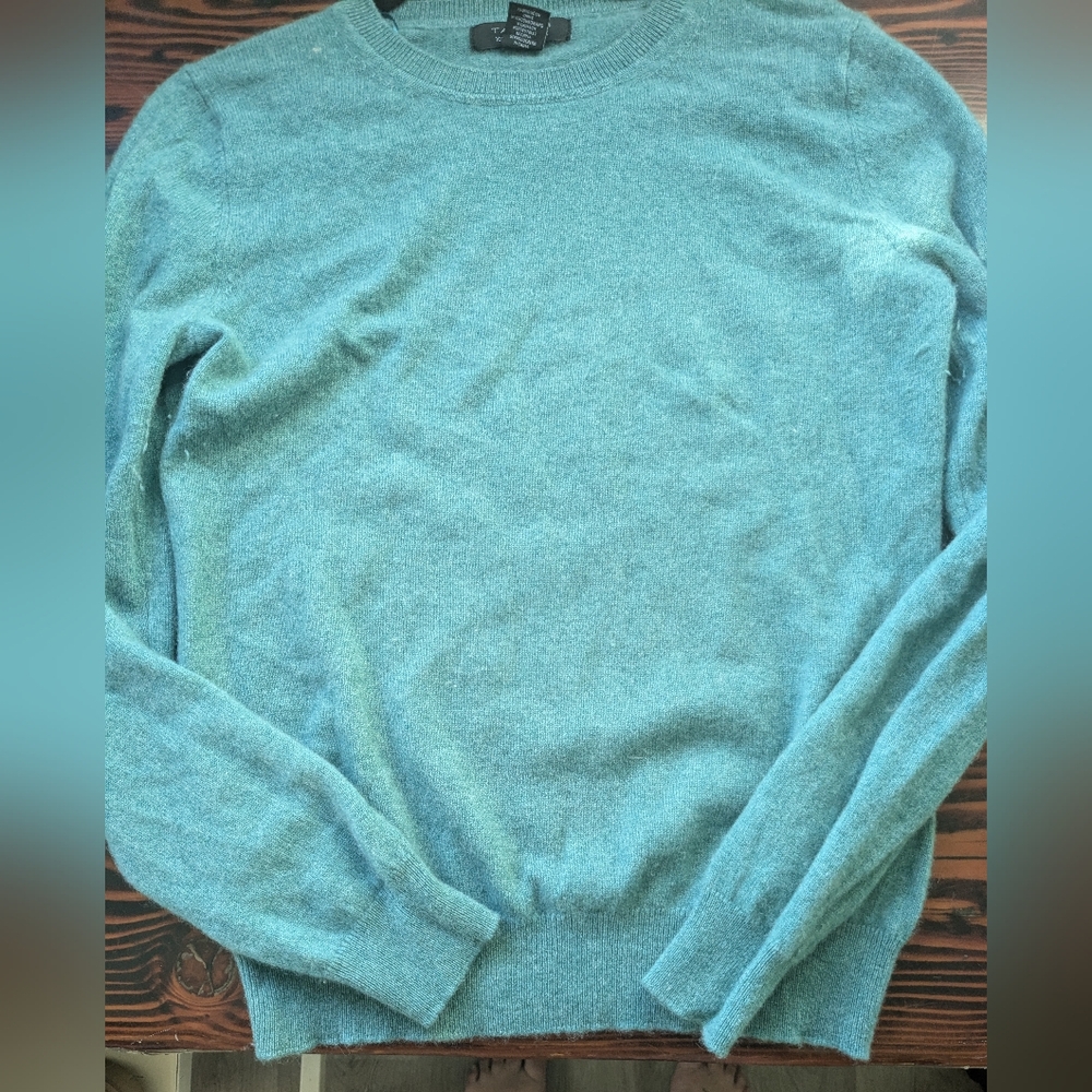 Tahari 100% 2-Ply Cashmere Sweater – Teal, Size L